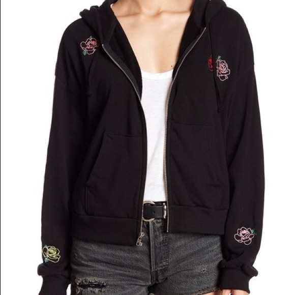Wildfox Tops - Wildfox Wild Roses Black Floral Marquis Hoodie